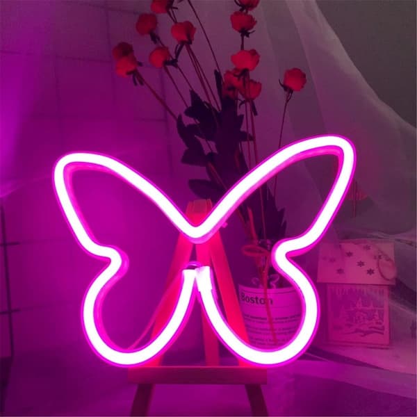 Butterfly Neon Light Pink Neon Sign Neon Wall Lamp USB or Battery Powered