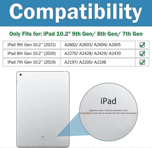 ProCase iPad 10.2 Case iPad 9th Gen Case, Slim Stand Hard Back Protective Smart Case for iPad 10.2 Inch, QWER127