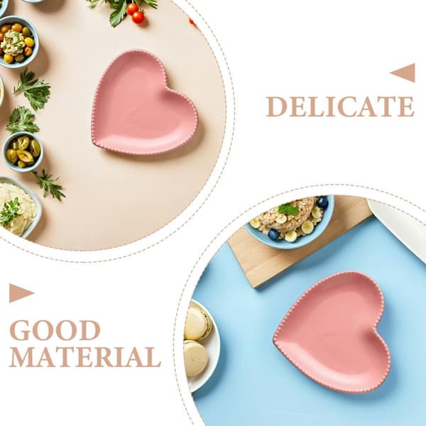 Heart-shaped ceramic plate pink microwave and dishwasher safe fruit bowl