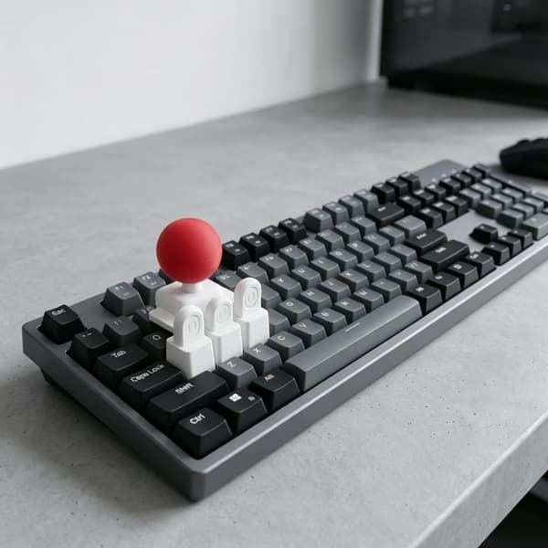 Keyboard Joystick Mount, 3D Printed WASD Joystick Mod for Arcade Fighting Games, White and Red Gaming Accessory for DIY