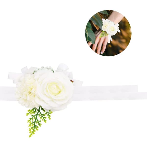 WENTS Roser Blomster Håndleddscorsage Sølv Bling Bånd Rhinestone Stretch Armbånd KLB