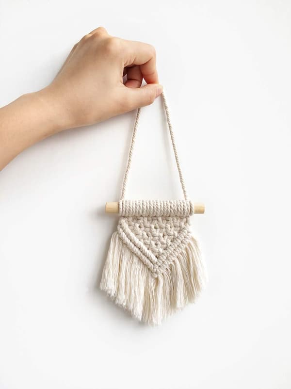 Mini Macramé Väggbonad 3-Delars Set Söt Bohemisk Julgransdekoration Bilprydnader Flätad Konstdekoration Heminredningsidéer