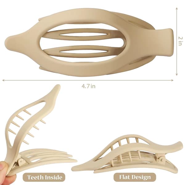 Platta hårklämmor 6 st Lay Down Claw Clips Håraccessoarer för kvinnor - Brun[qb]