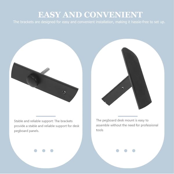 2 Adjustable Carbon Steel Pegboard Desk Mounts, Minimalist, Black, Sturdy and Reliable