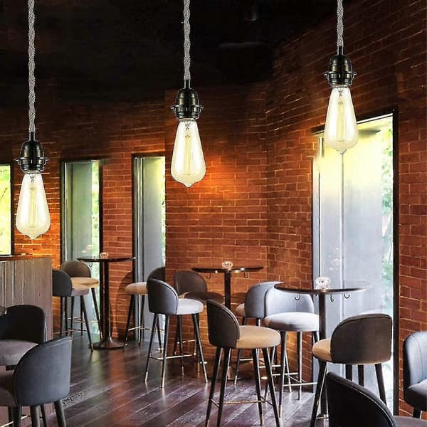 2-pack Pendant Lights with Switch, Hemp Rope with 4.5m Cable, E27 Socket for Hallway, Kitchen, Dining Table, Bar (Bulb Not Included)