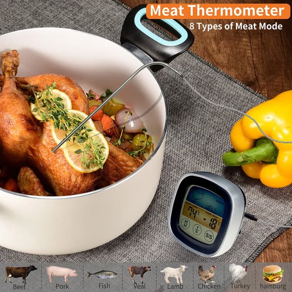 Digital kökstermometer sond färg pekskärm kött BBQ mattermometer biff BBQ termometer timer BBQ termometer köksredskap