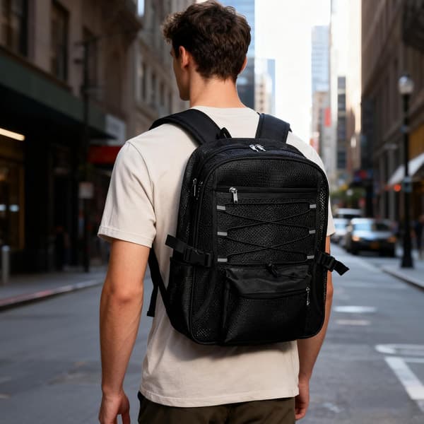 Lightweight Foldable Mesh Backpack Black – Breathable Quick-Drying Sports Backpack