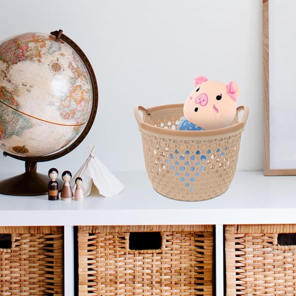 Decorative Woven Basket, Multifunctional Organizer, Large Capacity, Coffee PP Material, Elegant Storage Basket