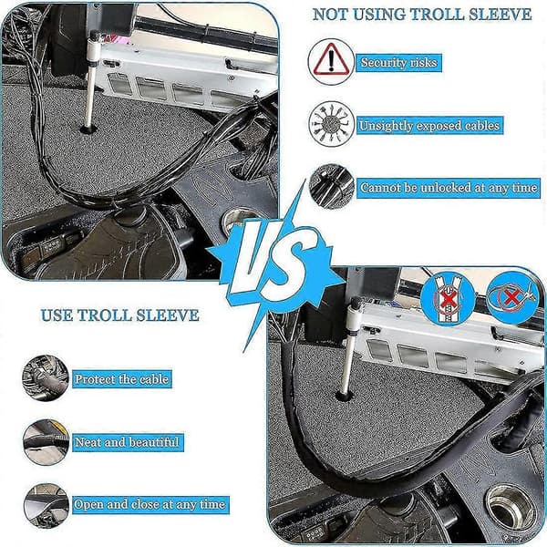 Neopren Troll Sleeve, Kabelbeskyttelse til trollingmotor - Sort (1-pak), 100cm*13cm