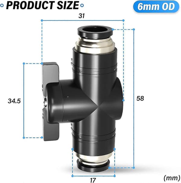 Delar 6mm OD Pneumatisk Kuleventil, Trykkkontrollventilkoblinger (buc6-tilkoblinger)