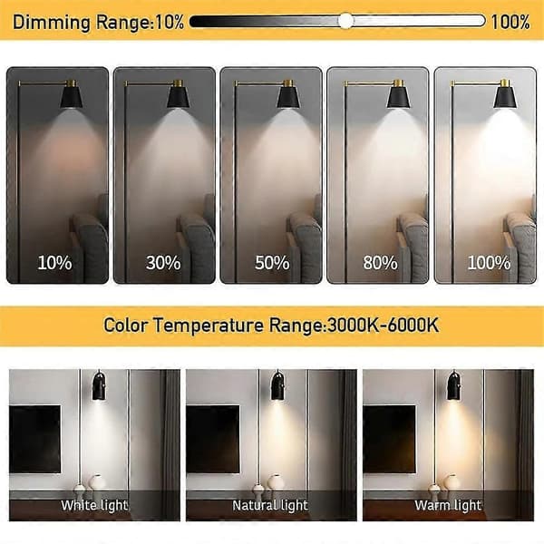 2 pcs E27 Rechargeable Light Bulbs with 3 Color Temperatures, Table Lamp with Remote Control and Timer (FMY)