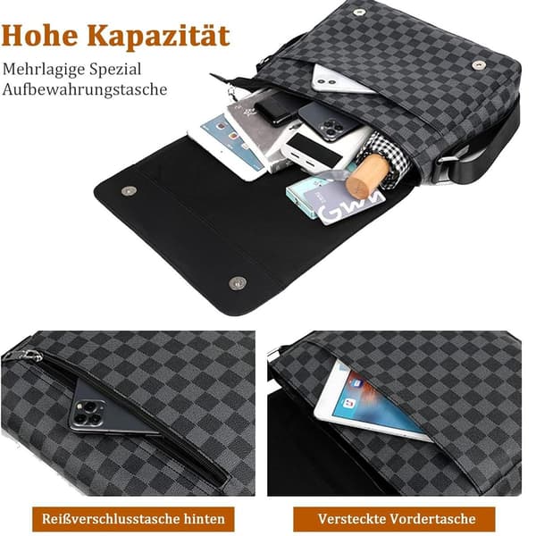 Herr Crossbody Väska Rutig Stor Pendlarryggsäck