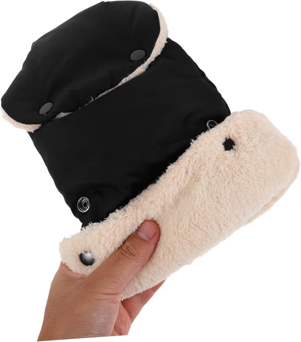 Stroller Gloves with Thick Plush Lining, Hand Warmers for Parents, Fits Black Handles