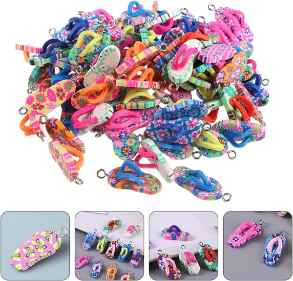 30 st polymerlera flip-flops DIY hängande dekor konst hantverk tillbehör