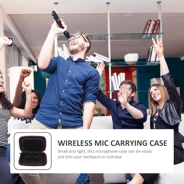 Wireless Microphone Bag, Black Canvas Microphone Storage Pouch with Shockproof Protection