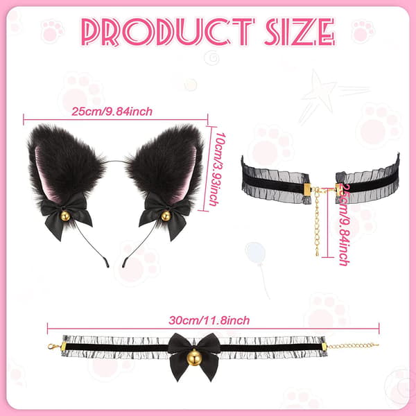 2 set kattöron diadem krage kostym anime cosplay hårklämma