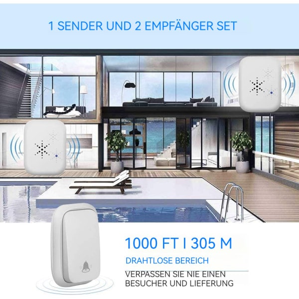 Paristoton langaton ovikello, plug-in langaton vedenpitävä