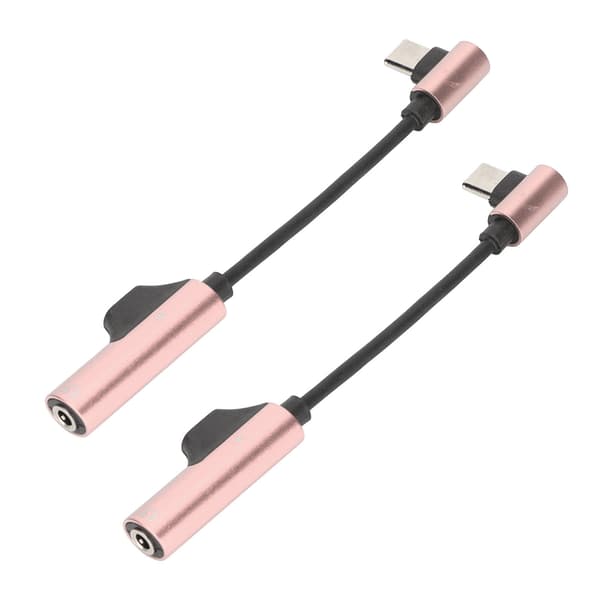 2 stk. Type C til 3,5 mm hovedtelefonadapterkabel 2 i 1 funktionel bøjelig hovedtelefonadapter til Type C telefon tablet PC Pink