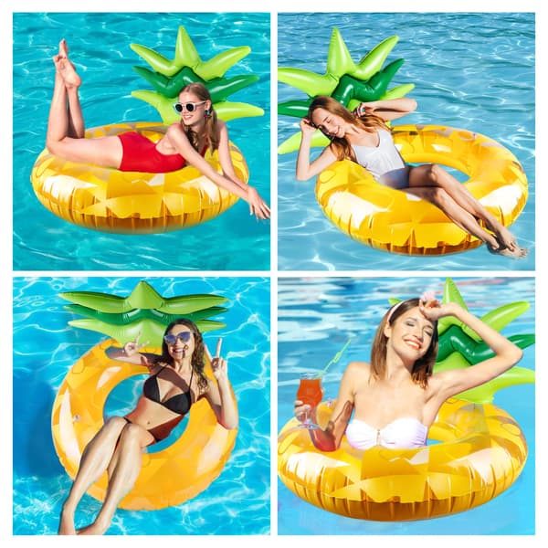 Ananas Lounge Pool Float til voksne, 120 cm ekstra stor pool float badering, oppustelig pool float legetøj, holdbare oppustelige flydemadrasser