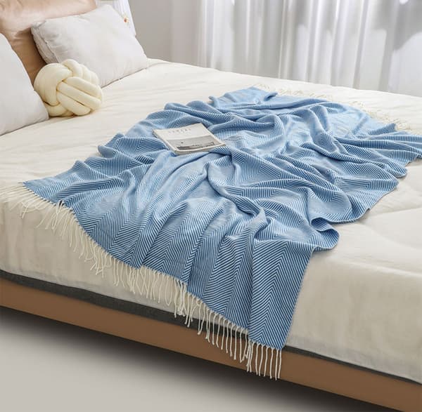 Koselig teppe, sengeteppe, sofa, ullteppe, teppe, pledd, sofateppe, fluffy sofateppe, merinoteppe, fluffy varmt teppe blått 130*220cm blue 130*220cm