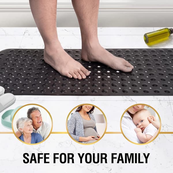 Non-Slip Bath Mat for Bathtub, 100 x 40 cm Extra Long Shower Mat Anti