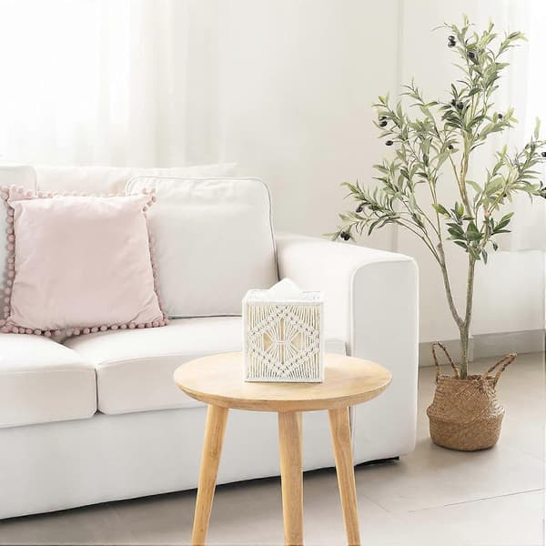 Makramé Tissue Box Öppen Botten Tissue Box Boho Dekor Bohemisk Tissue Organizer Handgjord Tissue Box för Badrum Sovrum