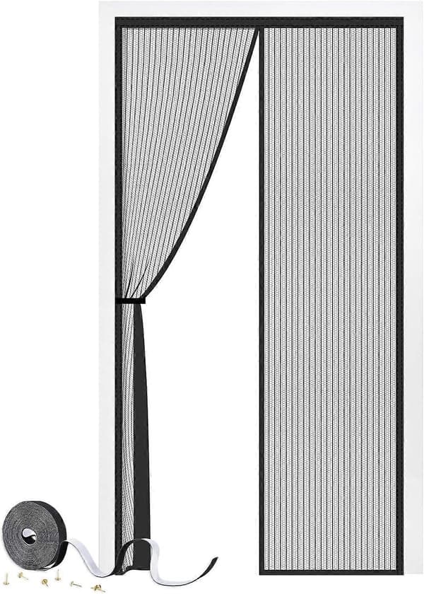 Magnetic Door Screen 90 x 210 cm, Heavy Duty Fly Screen for Doors with Strong Magnets, Durable Mesh Curtains Keep Insects Out