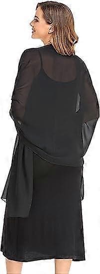 Sort Sjal og Slør Aften Chiffon Elegant Blød Silke Slør Bryllup Foulard Mariage