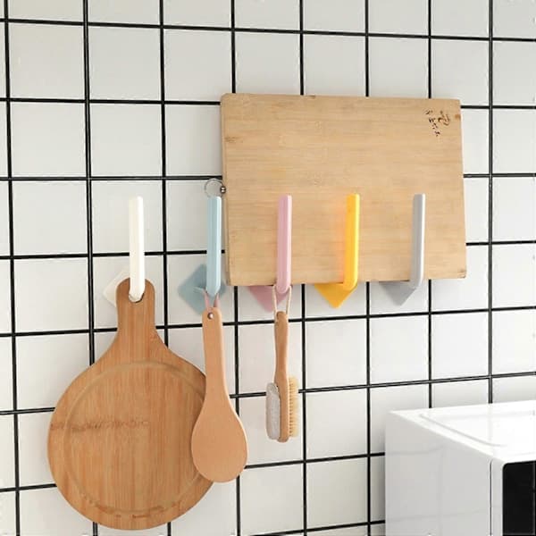 3 Pcs Wall Hooks Strong Bearing Capacity Waterproof L-Shaped Traceless Hanger Traceless Bathroom Kitchen