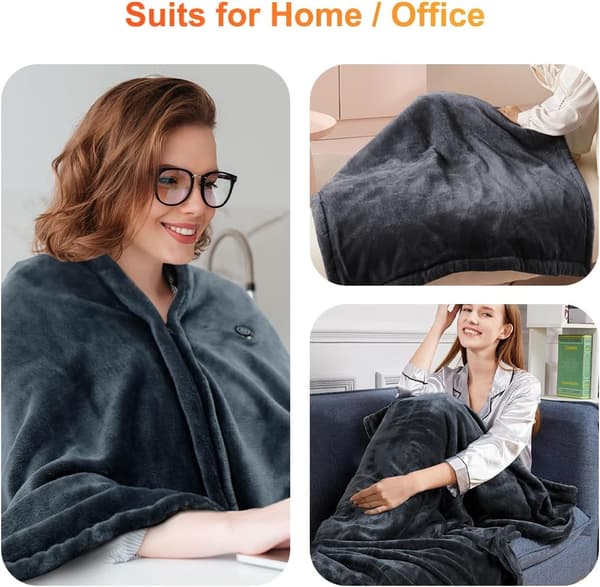 Electric Blanket, 150 x 85 cm, Flannel Heating Blanket, Fast Heating and 3 Heat Settings, Soft and Comfortable, USB Powered Heating