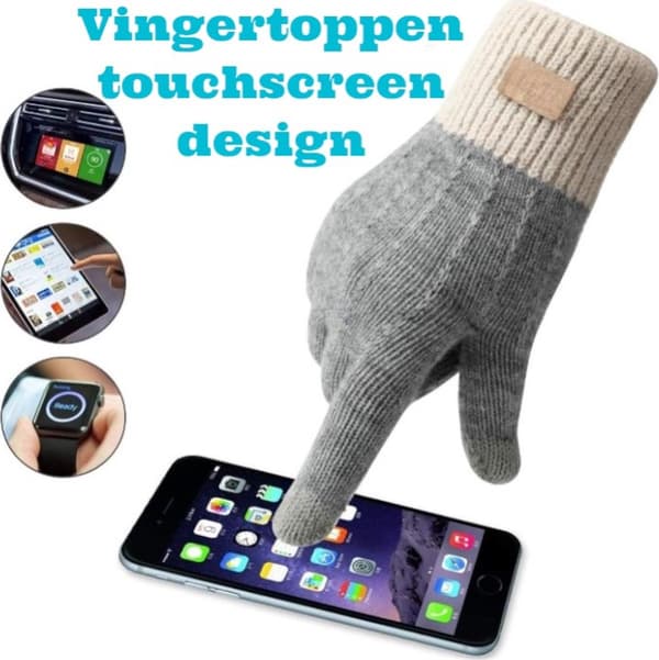 Winter Touchscreen Gloves with 3 Fingertips, Knitted Alpaca Wool Blend, Unisex for Cycling, Running, Walking, One Size Grey