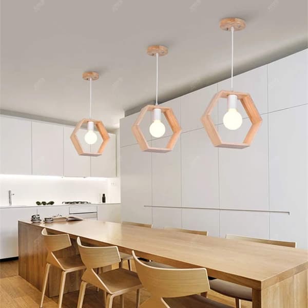 E27 Kreative Pendellamper Industriel Træ Loftslampe Mo