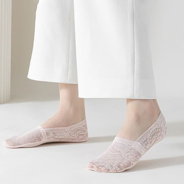 5 par båtsokker for kvinner, tynne sokker i rayon, uformell rosa KLB