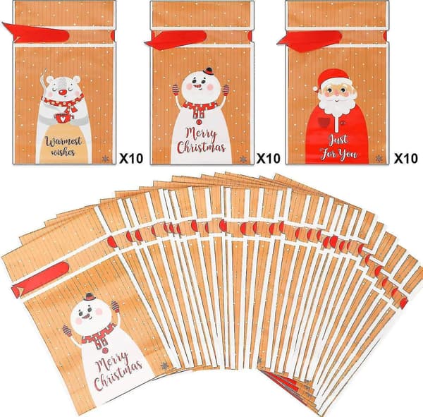 30 st Heilwiy Jul K Presentpåse, Julgodispåsar Återanvändbara Festpåsar Julklapp