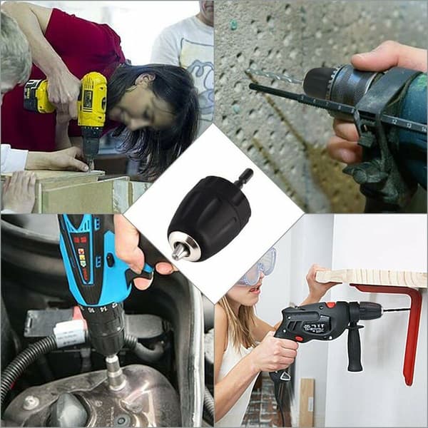 0,8-10 mm 3/8\"-24UNF Keyless Drill Chuck with 1/4\" Hex Shank Drill Attachment