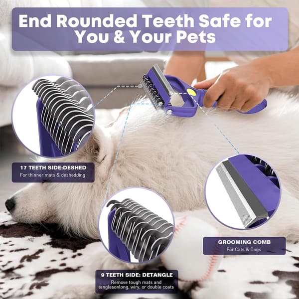 Upgraded 3 in 1 Pet Dematting Brush - Grooming Rake (1 pc)