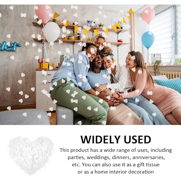 Biodegradable Confetti, 60g Wedding Confetti, Table Confetti, White Heart Confetti, for Weddings, Decorations and Parties