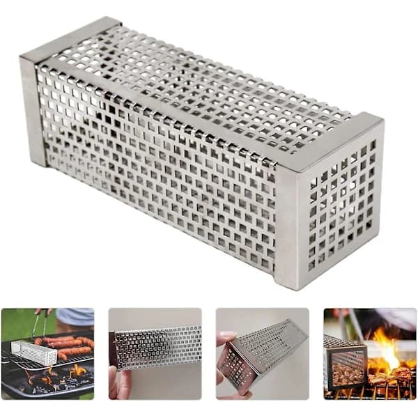 Røgrør i rustfrit stål til pellets til grill, gas- og elgrill, sølv 6 tommer
