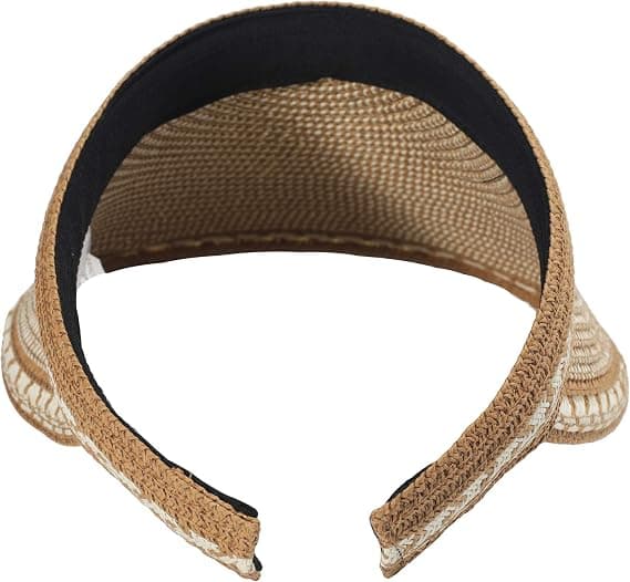 Women's Straw Sun Visor Wide Brim Golf Sun Hat Summer Beach Sun Visors Cap Khaki Khaki