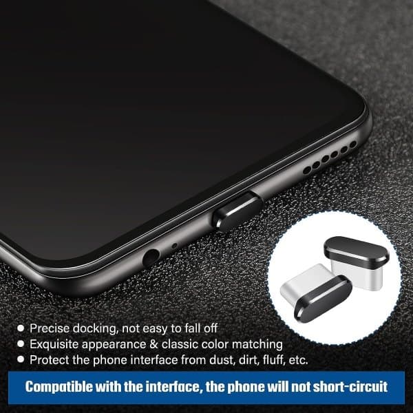 bitar (svart) USB C dammskydd Typ-C-skydd Kompatibel