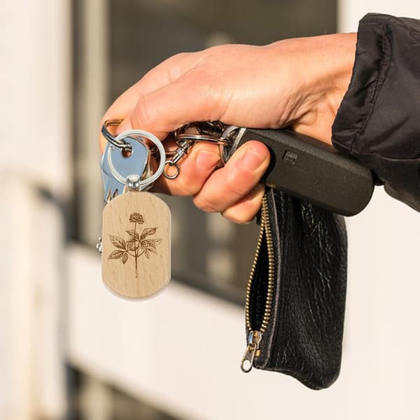 20 stk. træ nøgleringe, bøgetræ, DIY graverbare tomme nøgleholdere