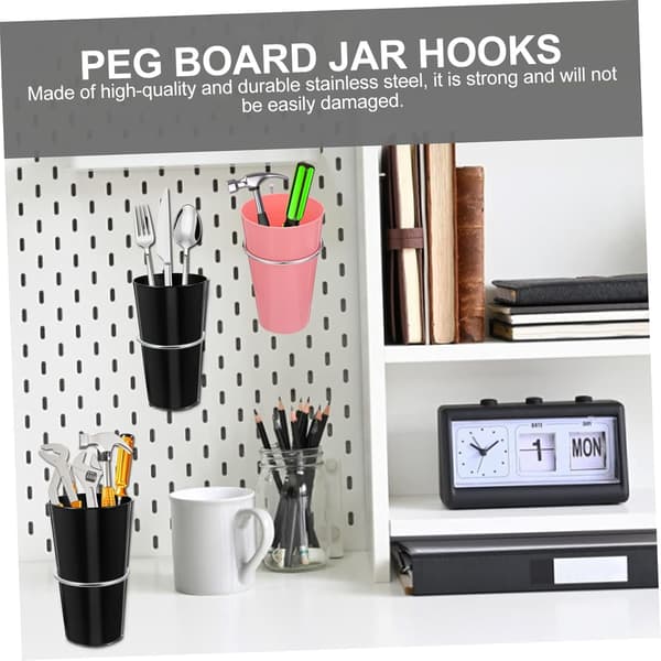 5 st Peg Board Burkkrokar Runda Krokar Pegboard Tillbehör Metall Peg Board Kopphängare