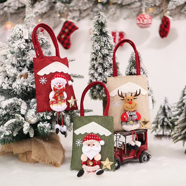 Julegavepose Tote Bag Lange Ben 3D Figur Jul