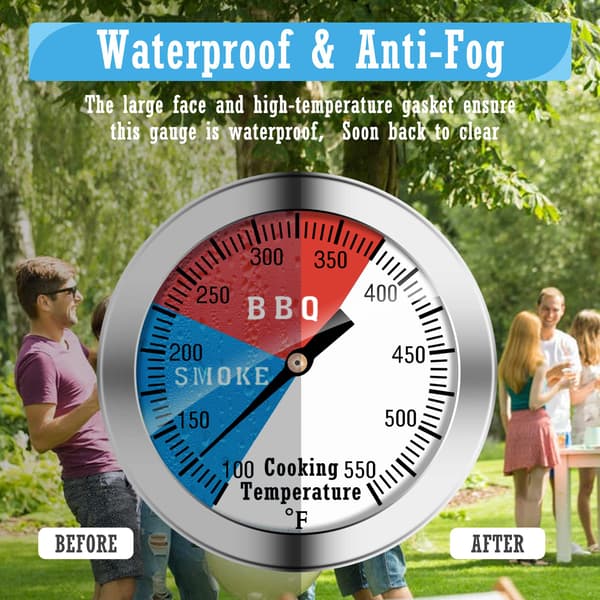 BBQ Termometer - Kullgrill Røyk Termometer Grilltermometer med Fahrenheit og Varmeindikator (1-pakning)
