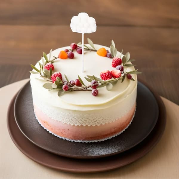 50 Pieces White Cloud Cake Toppers Cake Insert Decorations Made of Polyester Ball and Wood