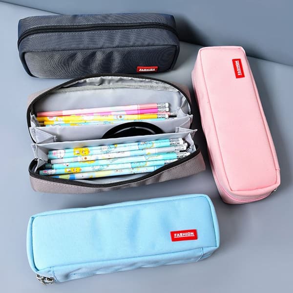 Sapphire Blue Dividable Wide Mouth Foldable Pencil Case with Tray KLB