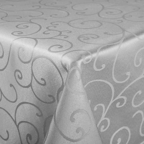 Rektangulær Vaskbar Duk, 140 * 180 cm Elegant Dekorativ Duk, Jacquardmønster, Vanntett og Vaskbar (Grå)