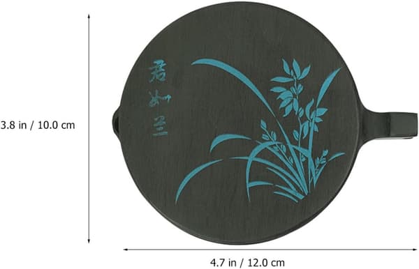 4-inch Fish-shaped Calligraphy Inkstone with Orchid Pattern, Traditional Natural Stone Ink Accessory