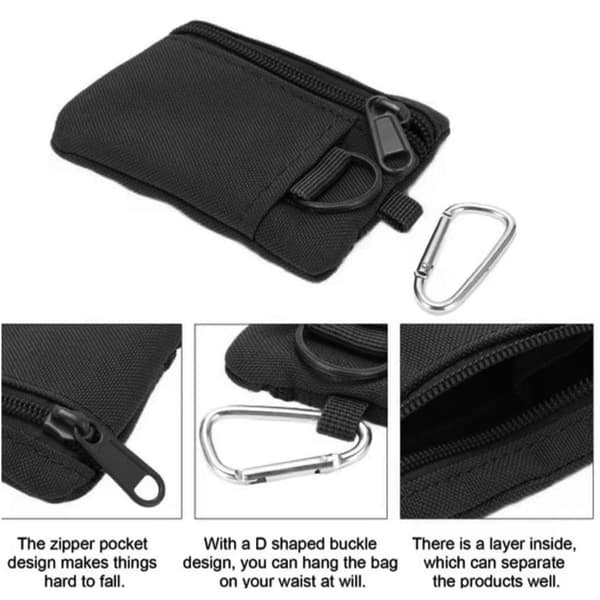 Minimalist Small Wallet with ID Window, Waterproof Black