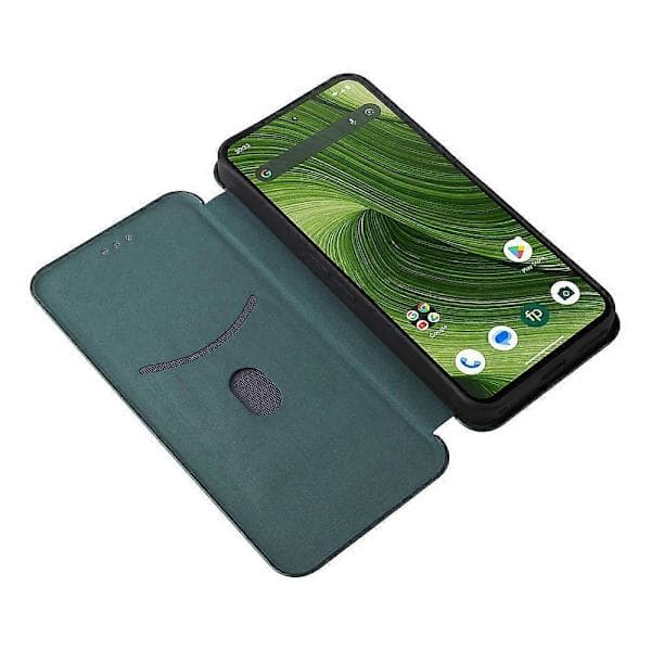 Kompatibelt etui til Fairphone 6 med kulfibertekstur, dropsikkert PU-lædercover til telefonen Grøn